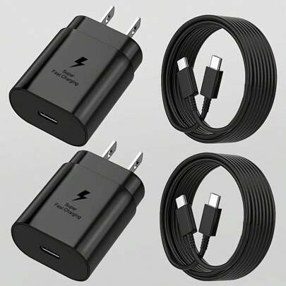 Cargador USB C, Cargador Tipo C 25W Super Rápido con Cable de Carga Rápida USB C a Tipo C, Compatible con Samsung Galaxy S25 S24 S23 S22 S21 S21+/S21 Ultra/S20/S20 Ultra/Note 20 Ultra/Note 10, Carga Rápida Compatible con iPhone 17/16/15/Pro/Pro Max