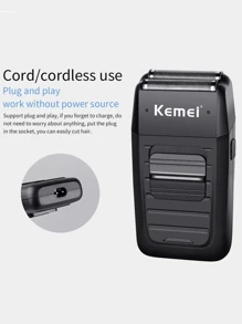 Kemei KM-1102 Electric Shaver For Men | USB Fast Charging, 90min Long-Lasting | Ultra-Lightweight & Hypoallergenic Blades | Perfect Gift For Dad, Husband, Valentine's Day | Best-Selling Affordable Luxury|Father's Day Gifts|Foil Shavers For Men - Black - View 7