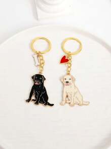 1pc New Metal Golden Retriever Animal Gold/Silver Plated Metal Pendant Keychain, Suitable For Bags, Cars, Unisex, Heart Decor, Halloween, Valentine's Day, School, Animal Car Accessories, Cute Goth, Y2K Style, Christmas Gift Idea, Bag Strap, ID Card Holder, Car Accessories, Bag Charm Gifts For Mother, Father, Graduation, And Teacher - Multicolor - View 3