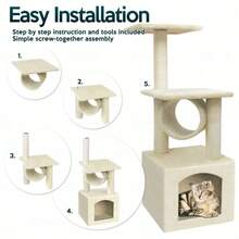 Zone Tech Cat Kitten Condo Tree Play House Tower Furniture Plush Scratch Post - 黑色 - 查看 7
