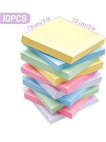 6sets 300pcs Square Colored Sticky Notes Pad For Office, Students Back To School