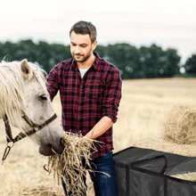 A Solid Color Horse Grass Storage Bag Made Of Oxford Cloth, Foldable Waterproof Horse Grass Bag, Large Capacity Horse Grass Hay Bag, Feed Storage Bag