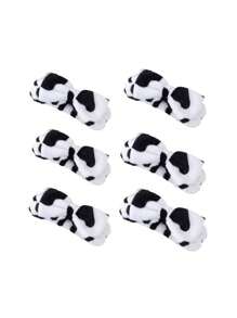 1pc Cow Pattern Bath Headband & 2pcs Bath Wrist Band, Polyester Cow Decor Facial Makeup Headband & Wrist Wash Band For Bathroom Home Bathroom Decor Fall Decor Back To School Hair  - Black and White - View 11