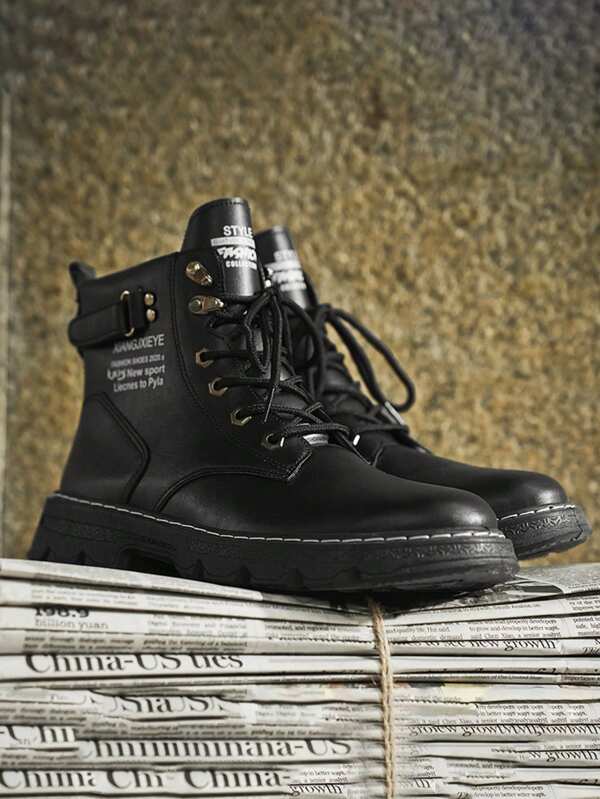 Bottes de travail extérieur à semelle épaisse pour hommes, bottes montantes pour la randonnée