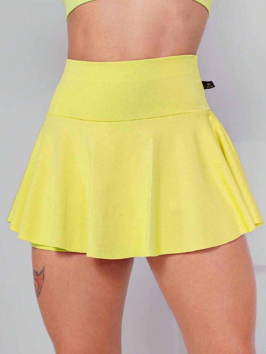 WOLFOX Women's Fitness Gym Ruffle Skirt Shorts Suplex - 黃色 - 查看 1