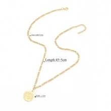 1pc New Simple Stainless Steel Round Zodiac Pendant Fashion Gold Color Figaro Chain Necklaces For Women
