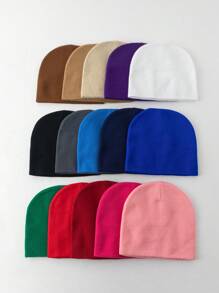 1pc Women's Fashionable Plain Jacquard Beanie Cap Warm Simple Casual Hat For Fall Winter Halloween
