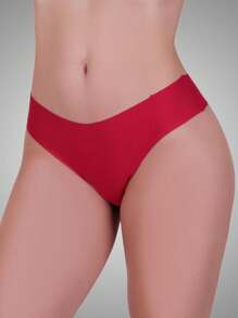 Agnes Seamless Polyamide Thong Panties With Laser Cut String - 紅色 - 查看 1