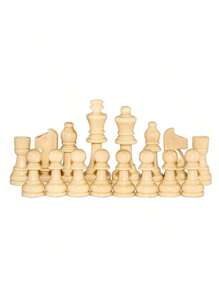 32 件 2.2 英寸木制棋子实木国际象棋套装棕色木制锦标赛木制棋子国际象棋游戏套件替换件，适合万圣节/圣诞节/感恩节的成人派对游戏