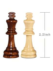 32 件 2.2 英寸木制棋子实木国际象棋套装棕色木制锦标赛木制棋子国际象棋游戏套件替换件，适合万圣节/圣诞节/感恩节的成人派对游戏