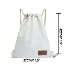 全新帆布包 双肩抽绳束口袋 购物袋 学生背包 - 米色 - 查看 4