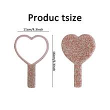 1 pieza Espejo pequeño con diamantes brillantes, espejo portátil mono cara con mango, espejo de maquillaje, color rosa, rojo, plateado, blanco con diamantes brillantes y brillantes para mujer como regalo de Navidad, fiesta, dormitorio, baño, mesa, viaje - Multicolor - Ver 14