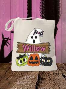 Túi Tote Halloween cá nhân hóa, Túi Trick-Or Treat, Túi Trick Or Treat, Túi kẹo Halloween, Túi đựng kẹo Halloween, Túi đựng đồ ăn Halloween, Túi Halloween hoàn hảo cho bữa tiệc sang trọng kết hợp với trang phục Halloween - trắng - Xem 2