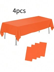 1Pc/4pcs Solid Color Tablecloth, Plastic Tablecloth 54 * 108inch Multi-Color Optional Peva Material, Rectangular Tablecloth, Suitable For Birthday, Wedding, Banquet, Party Desktop Decorations