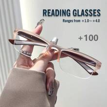 Rivsar 男女通用老花镜，时尚，防眩光，防紫外线，轻巧紧凑的半框矩形镜架，方便携带设计，适合所有脸型 - 茶白色 - 查看 13