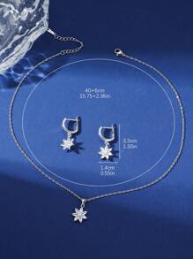 3st Elegant Zirconia Inlagd Blomsterhänge Halsband Och Örhängen Smyckesset, presentask för kvinnor Present Alla hjärtans dag - Silver - Visa 5