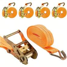 4Pcs Ratchet Tie Down Straps Buckle 6M X 50mm 2000kg Portable With Hook Metal Heavy Duty Lashing Straps For Motorcycle Cargo Trucks Trailer Luggage - Orange - View 1