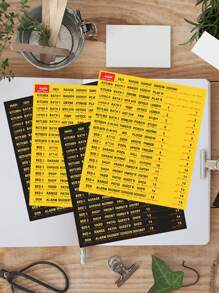 129 Sheets/Pc, Electrical Identification Stickers, Black And Yellow Label Stickers, Household Color Electrical Box Identification Stickers, Circuit Panel Catalog Classification Instructions, Label Stickers - Multicolor - View 1