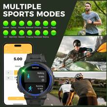 EIGIIS Men's Military Smartwatches (Answer/Make Calls) With LED Flashlight, 3 ATM Waterproof Smartwatch With Over 100 Sports Modes, 1.53 Inch Tactical Fitness Tracker With Heart Rate Sleep Monitor For IOS And Android - Màu xanh lam - Xem 4