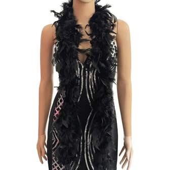 1 pezzo, sciarpa da 1,5 metri in piume di tacchino, boa in piume per adulti, adatto per costumi degli anni '20, Mardi Gras, matrimoni, centrotavola, concerti, carnevale, Ognissanti e decorazione domestica con corsetto