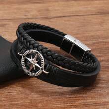 Bracelet pour homme à fermoir magnétique multicouche, style boussole classique, bracelet d'affaires élégant