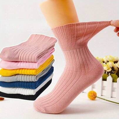 1pair Women's Diabetes Socks, Wide Mouth Socks, Ankle Socks With Cushion, Non-Binding, Extra Wide Top, Loose Fit,Extra-Wide Stockings,Breathable, Comfort-Fit, Non-Binding Top, Cushioned Knit,Loose Mouth Hosiery Promote Blood Circulation