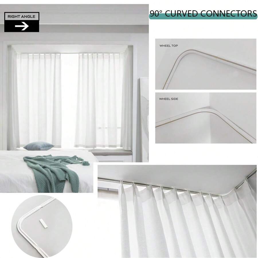 Tringle à rideau autoadhésive pour un plafond ou un mur lisse sans perceuse, vis, tringle à