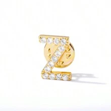 1pc Shiny Crystal A-Z Letter Brooches For Women Initial Name Brooch Pins For Suit Shirt Collar Accessories New Rhinestone Brooch Jewelry - Gold - View 29
