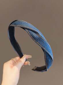 1/2/3pcs Vintage Denim Braided Headband For Women, Blue Tones, Versatile Fashion Headwrap For Washing Face & Hair ,Hair Hoop Hairband For Women Hair Accessories Head Accessories - Multicolor - View 5