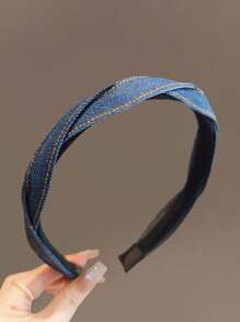 1/2/3pcs Vintage Denim Braided Headband For Women, Blue Tones, Versatile Fashion Headwrap For Washing Face & Hair ,Hair Hoop Hairband For Women Hair Accessories Head Accessories - Multicolor - View 3
