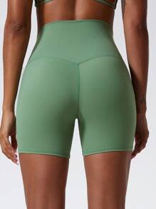 1 Piece High Stretch Nude Yoga Shorts Cycling Pants For Running Gym Cycling Sports Women Sweat Absorbent Breathable Tight Shorts