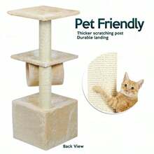 Zone Tech Cat Kitten Condo Tree Play House Tower Furniture Plush Scratch Post - 黑色 - 查看 3
