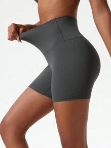 1 chiếc quần short yoga/quần short đạp xe màu nude co giãn cao, thích hợp cho chạy bộ, tập thể dục, đạp xe và các môn thể thao khác, quần short bó sát thoáng khí thấm hút mồ hôi dành cho nữ mùa hè - Xám - Xem 7