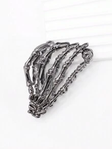 1pc Women Halloween Skeleton Claw Clip Stylish Party Punk Chic Hairpin Hair Accessory - Black - View 5