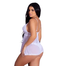 Robe + Tulle Nightgown + Sexy Lingerie Set With Delicate Details Seductive Elegant Provocative - trắng - Xem 2