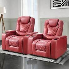 Comfortable And Soft Electric Home Theater Seating Pu Leather Reclining Furniture With Hidden Arm Storage And Usb Socketsuitable For Living Room Bedroom - 美規A型插(110-127V) - 查看 7