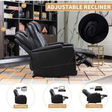 Comfortable And Soft Electric Home Theater Seating Pu Leather Reclining Furniture With Hidden Arm Storage And Usb Socketsuitable For Living Room Bedroom - 美規A型插(110-127V) - 查看 2