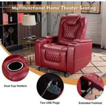 Comfortable And Soft Electric Home Theater Seating Pu Leather Reclining Furniture With Hidden Arm Storage And Usb Socketsuitable For Living Room Bedroom - 美規A型插(110-127V) - 查看 9
