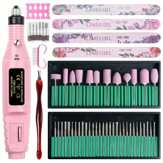 LIMEGIRL Professionell elektrisk nagelborrmaskin Pedikyr Manikyrborrset Fräsarset Nagelfil 20000RPM Poleringsutrustning