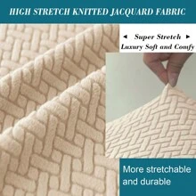 Small Stretch Knitted Jacquard Square Ottoman Cover Thick Ottoman Slipcover Square Storage Ottoman Cover Foot Stool Cover With Elastic Bottom - Beige - View 5
