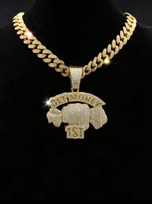 1pc Punk Alloy Jewelry Hiphop Full Rhinestone Pendant, Miami Charm Chain For Unisex - Hip Hop Pendant - View 7