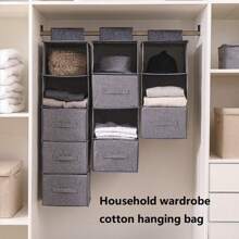 1pc Gray Storage Hanging Bag, Cloth & Underwear Organizer Bag, Wardrobe Storage Hanging Bag, Sturdy Water-Resistant Dust-Proof Non-Woven Fabric Hanging Organizer Bag, Foldable Hooks, Multilayer Storage Bag Packing Essentials/Cover For Clothes Storage Hanging Closet Organizer Wardrobe Organizer For Wardrobe Closet Bedroom Dorm Essentials For Storage Bra Sock Pants Jeans T-Shirt Dress Bag For School School Accessories School Stuff - Dark Grey - View 1
