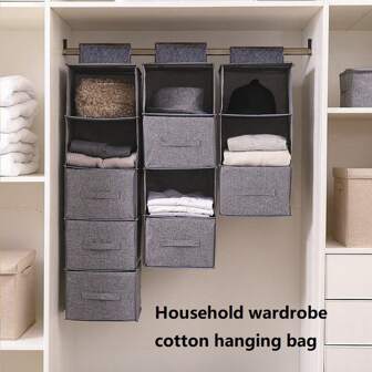 1pc Gray Storage Hanging Bag, Cloth & Underwear Organizer Bag, Wardrobe Storage Hanging Bag, Sturdy Water-Resistant Dust-Proof Non-Woven Fabric Hanging Organizer Bag, Foldable Hooks, Multilayer Storage Bag Packing Essentials/Cover For Clothes Storage Hanging Closet Organizer Wardrobe Organizer For Wardrobe Closet Bedroom Dorm Essentials For Storage Bra Sock Pants Jeans T-Shirt Dress Bag For School School Accessories School Stuff