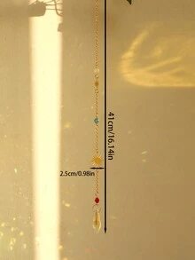 1 件波西米亚风太阳捕手挂饰 - 手工制作的水晶太阳捕手配金链，适用于窗户、墙壁或花园装饰 - 太阳和月亮设计配棱镜水晶吊坠 - 彩色 - 查看 15