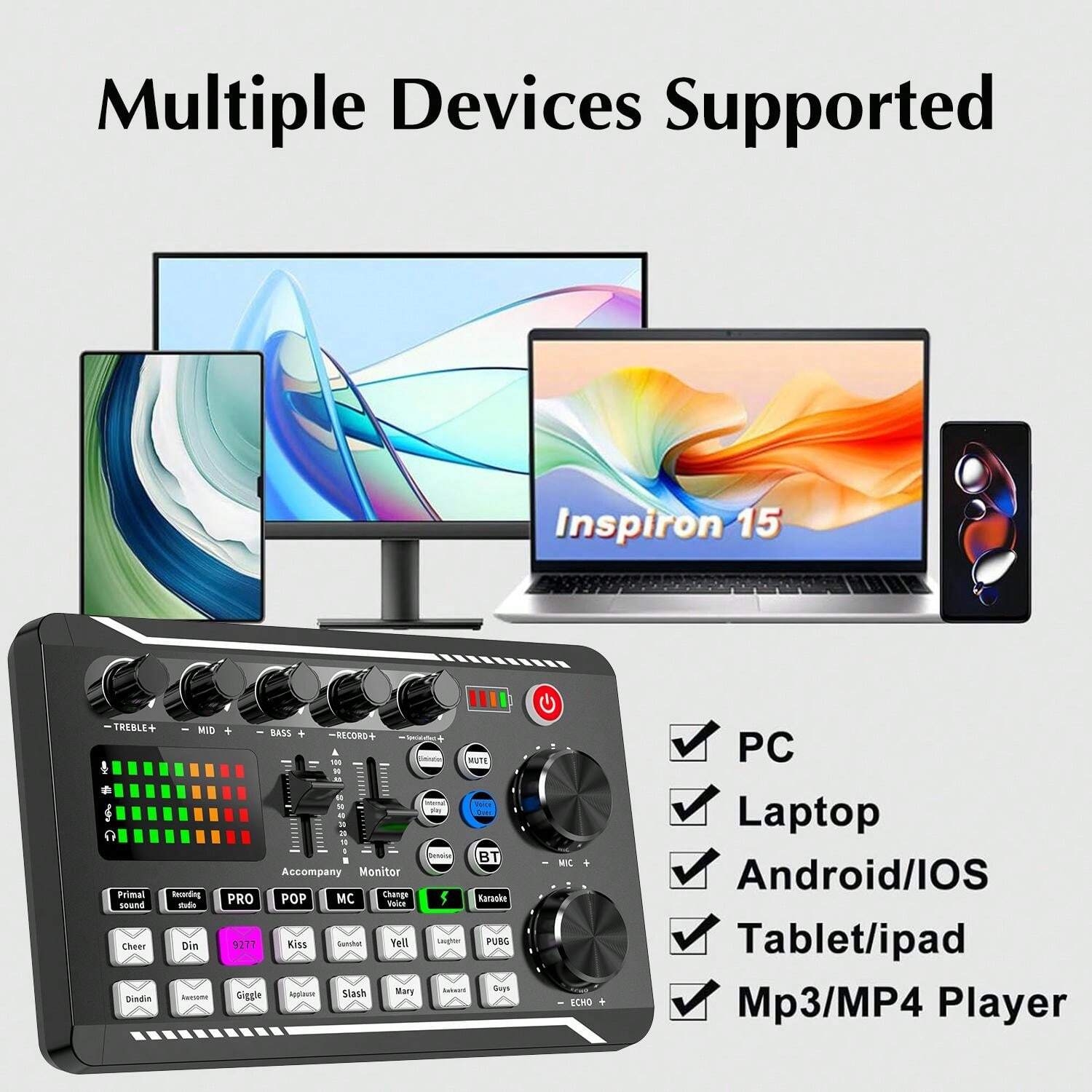 FUROMG Microphone USB Streaming/Podcast - Kit Complet Avec Carte Son, Trépied Et Accessoires