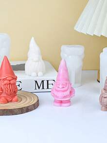 3D 圣诞系列老人圣诞老人 DIY 香薰蜡烛硅胶模具、侏儒树脂/石膏装饰模具、环氧树脂硅胶模具 - 彩色 - 查看 3