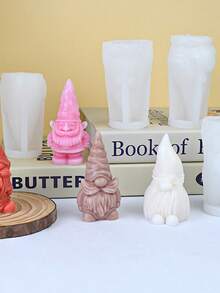 3D 圣诞系列老人圣诞老人 DIY 香薰蜡烛硅胶模具、侏儒树脂/石膏装饰模具、环氧树脂硅胶模具 - 彩色 - 查看 5