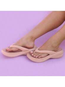 Women's Platform Sandal Cloud Clog Lightweight And Comfortable Flip Flop New Release - 米色 - 查看 2