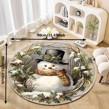 1 tấm thảm trang trí phòng họa tiết người tuyết Giáng sinh, vật dụng trang trí tiệc Giáng sinh, Giáng sinh - Nhiều màu - Xem 4