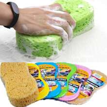 1pc/3pcs/5pcs Car Portable Compressed Cleaning Sponge, Large Vacuum Compressed Car Cleaning Sponge, Waxing Wooden Pulp Durable Sponge (Color And Packaging Random)